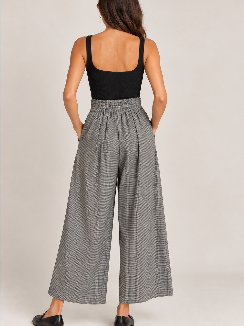 Maeve by Anthropologie Houndstooth Wide Leg Cropped Pants Size Medium - Picture 2 of 10